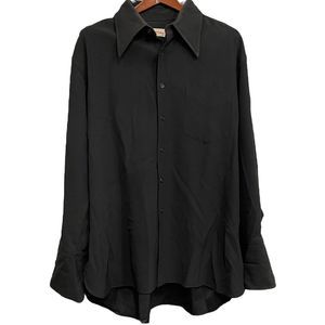 Yokohama Japan Custom Tailor Mike Men's Long Sleeve Dress Shirt Black Button XL